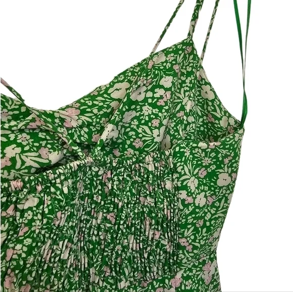 Zara 90s floral print green strappy split skirt maxi dress NWT Large - Picture 7 of 16